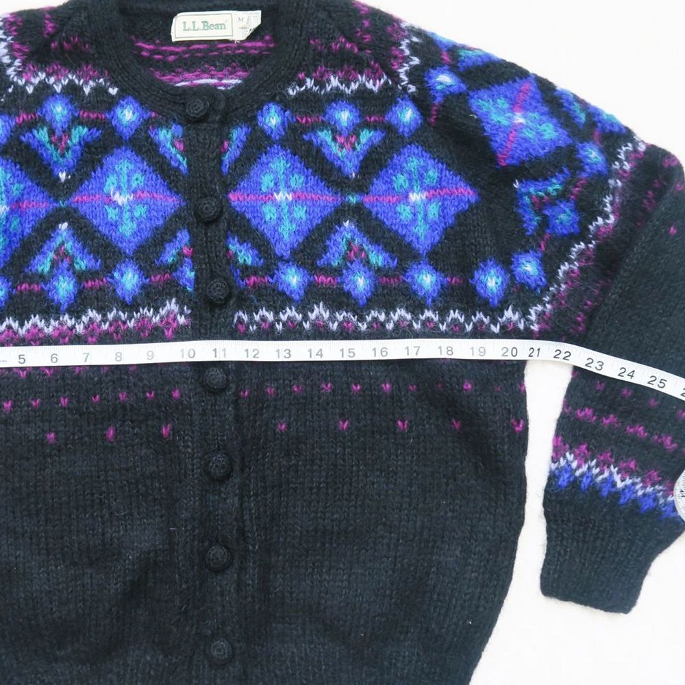 Vintage LL Bean Fair Isle Knit Mohair Wool Sweater - Picture 7 of 8